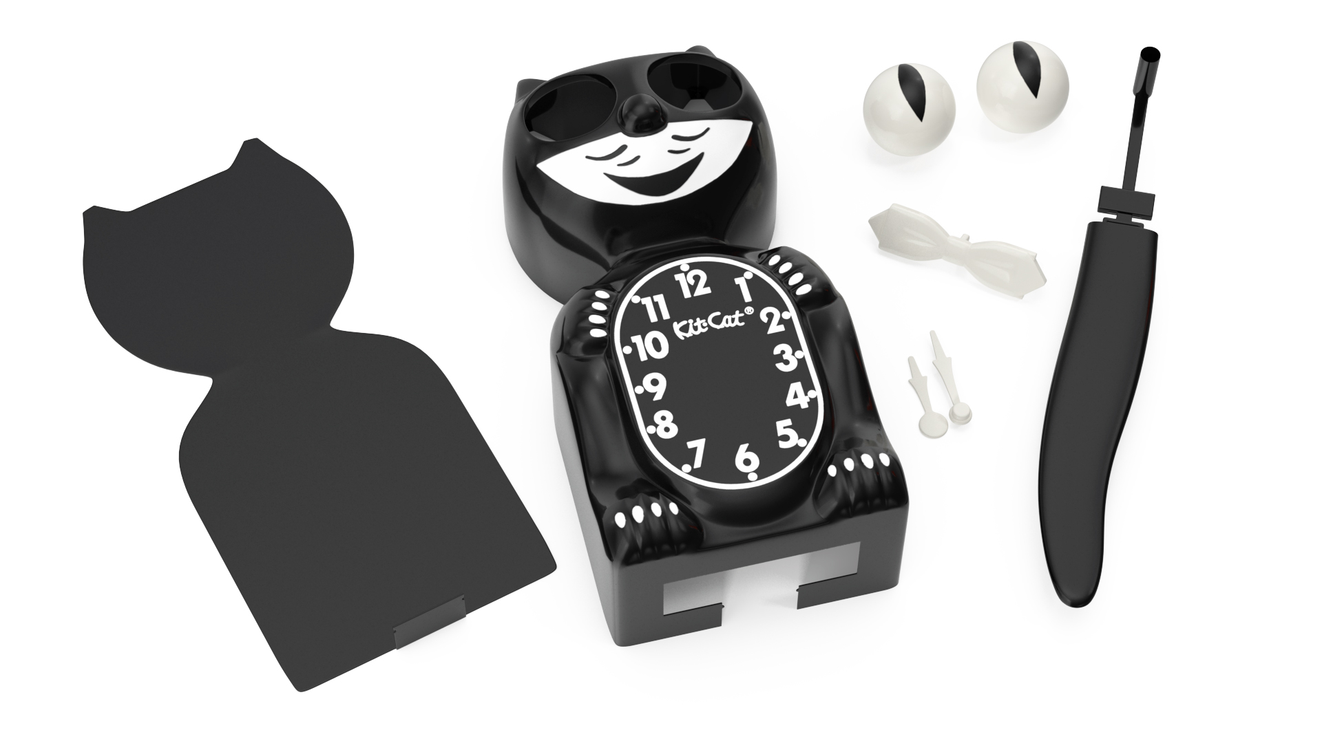 Classic Black Kit Cat Clock Rigged 3D model