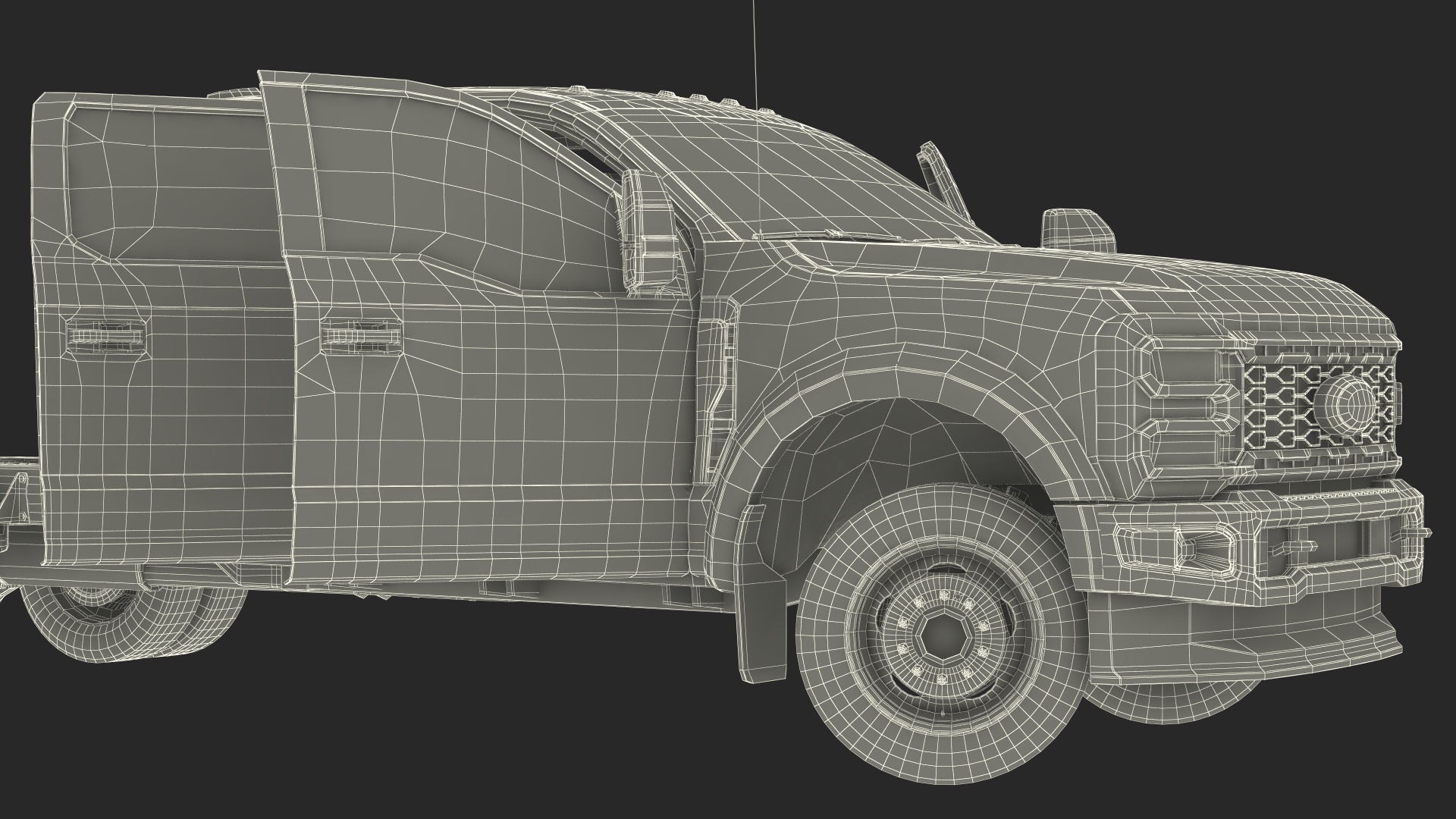 3D Four Doors Ford Super Duty F550 Rigged model