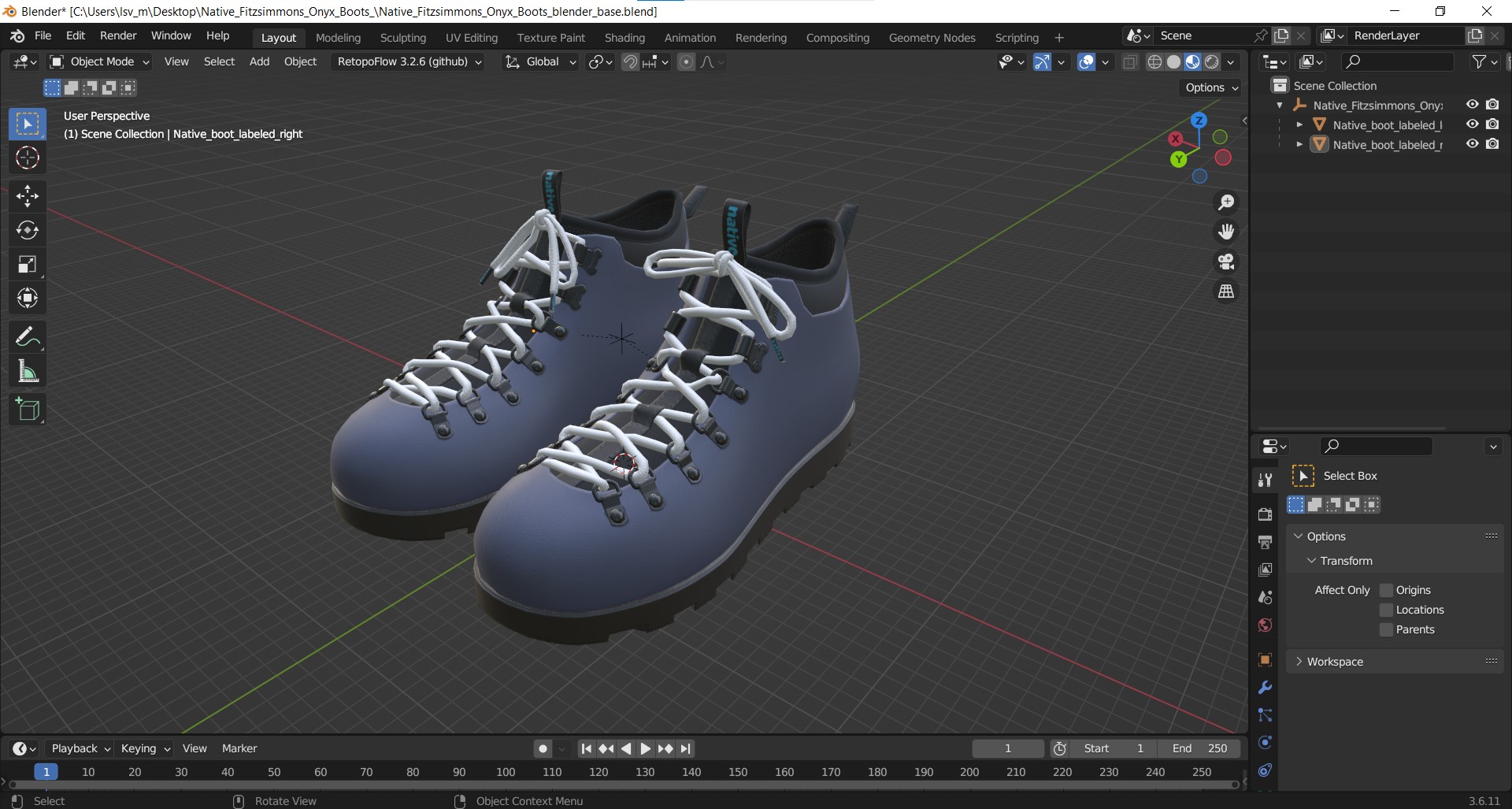 Native Fitzsimmons Onyx Boots 3D model