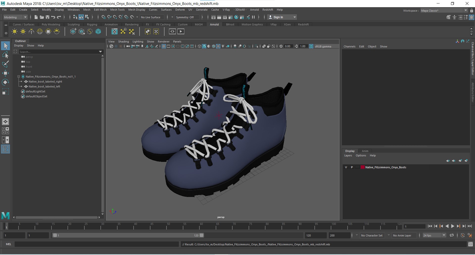 Native Fitzsimmons Onyx Boots 3D model