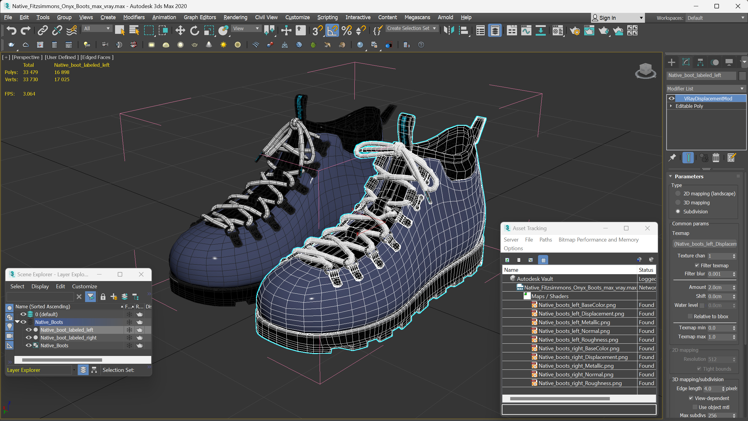 Native Fitzsimmons Onyx Boots 3D model