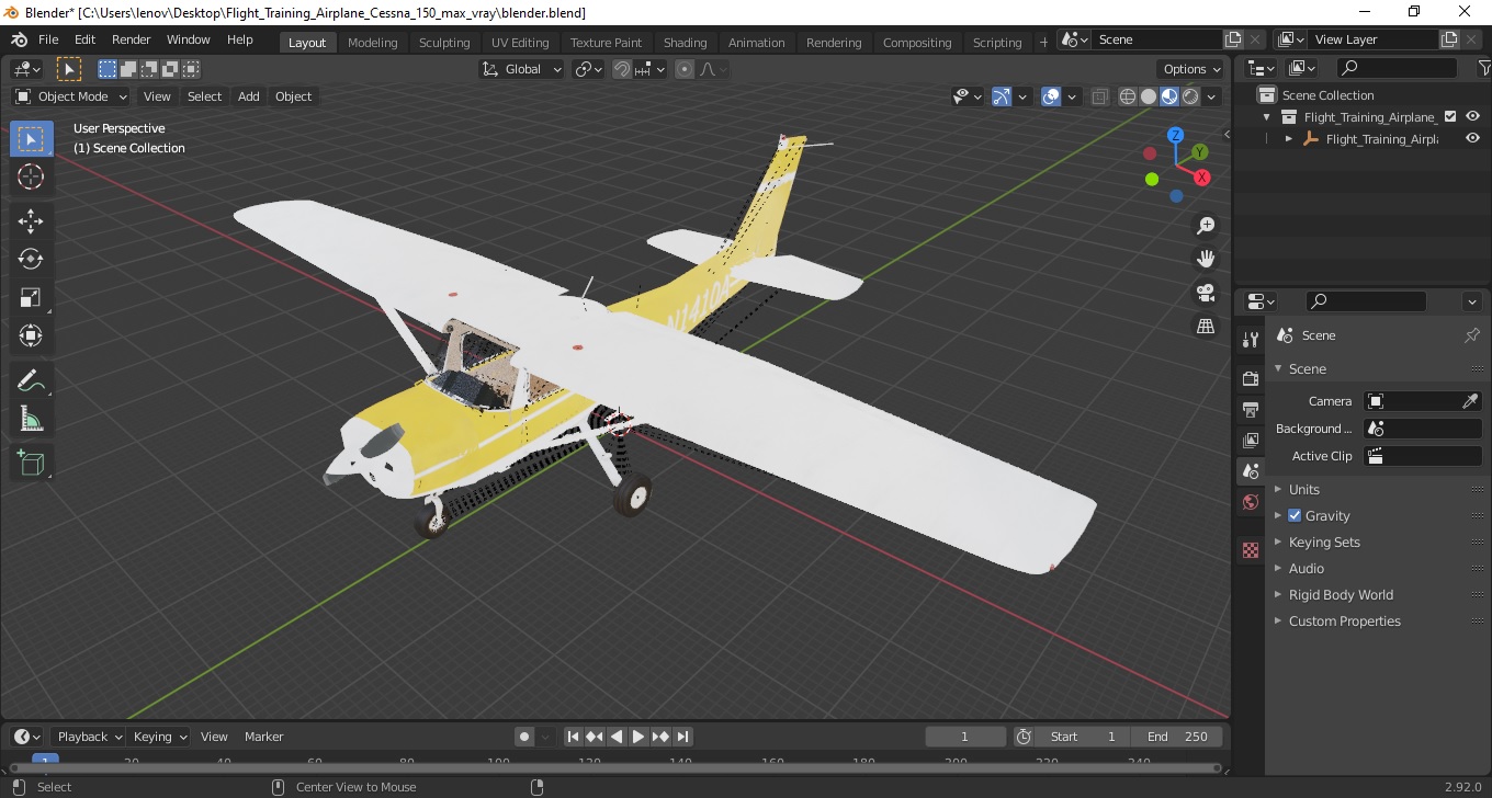 3D model Flight Training Airplane Cessna 150