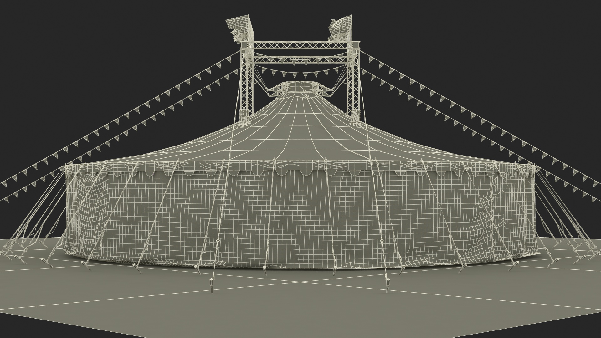 Amusement Park Circus Tent on Grass with Fur 3D model