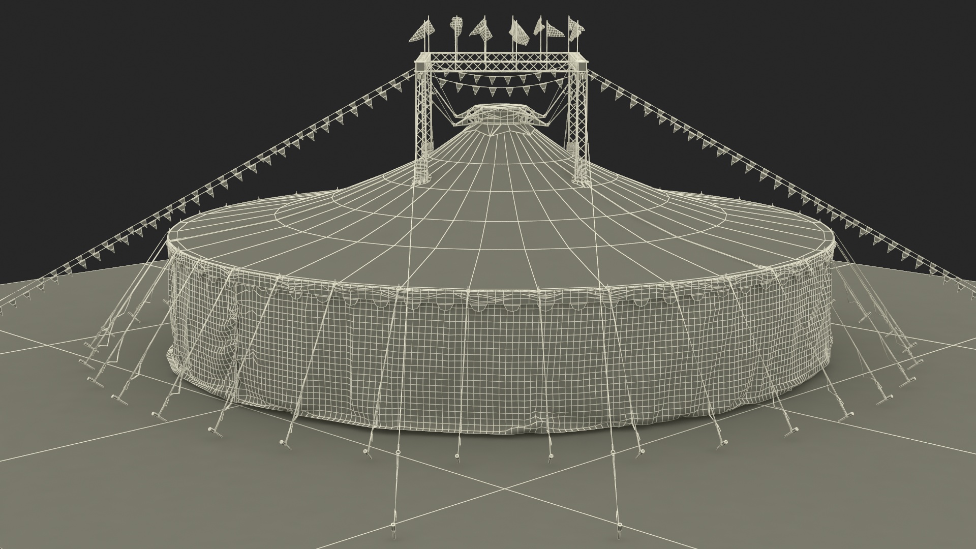 Amusement Park Circus Tent on Grass with Fur 3D model