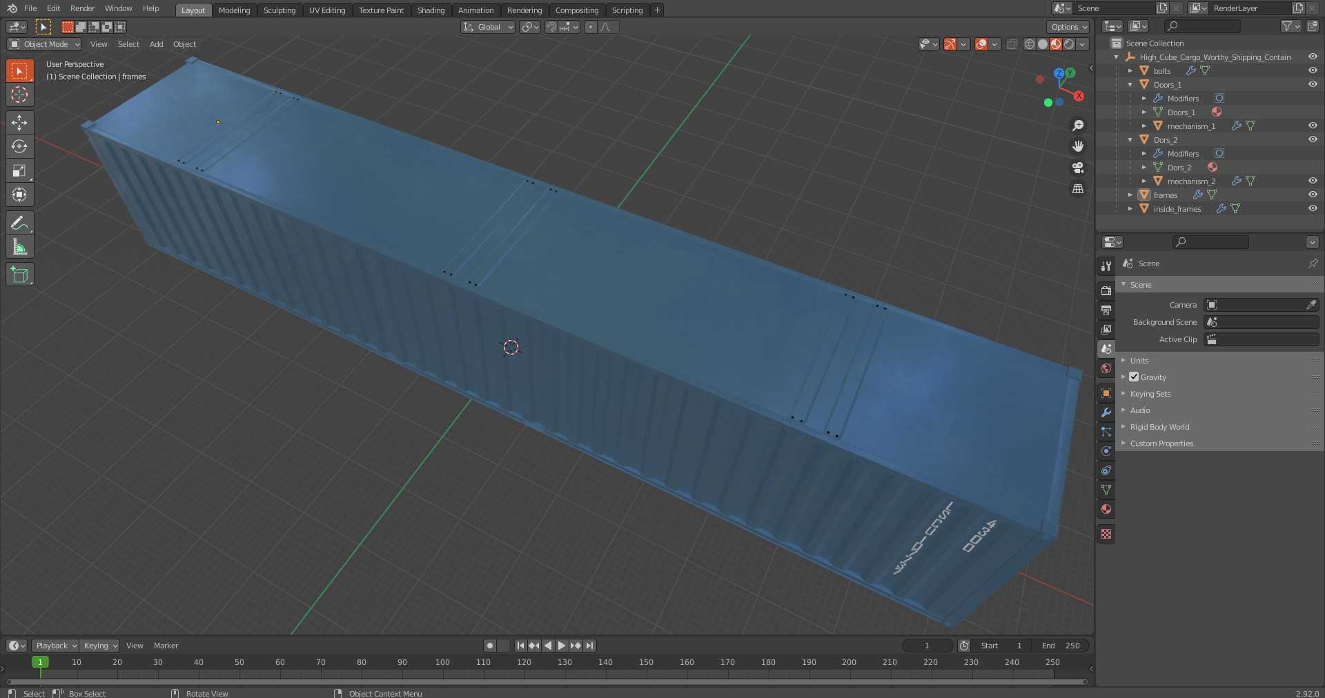 High Cube Cargo Worthy Shipping Container 48 Ft 3D