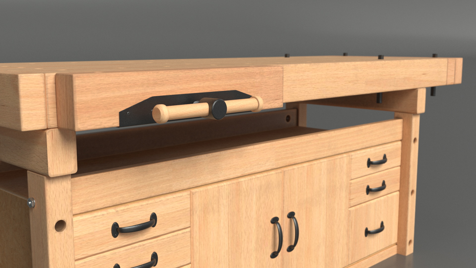 3D model Aspen Workbench with Drawers and Cabinet