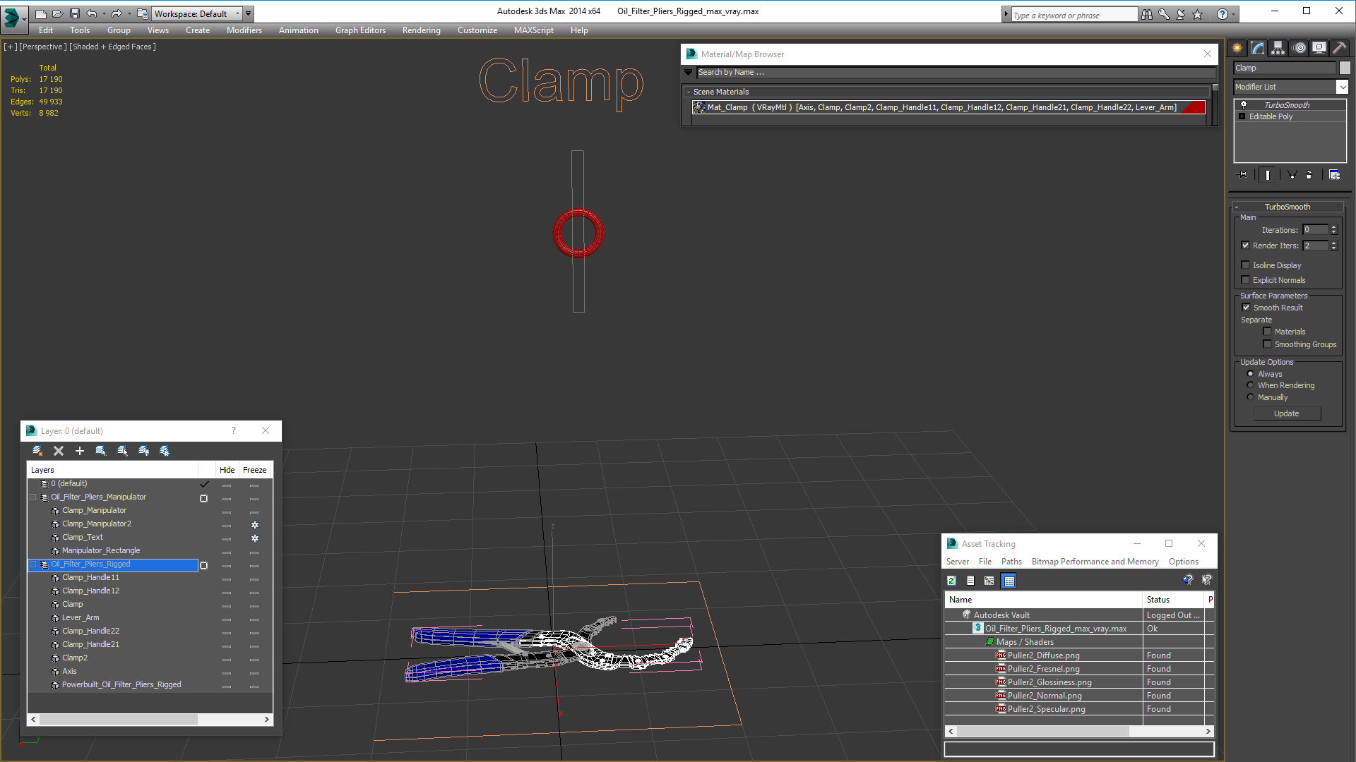 Oil Filter Pliers Rigged 3D model