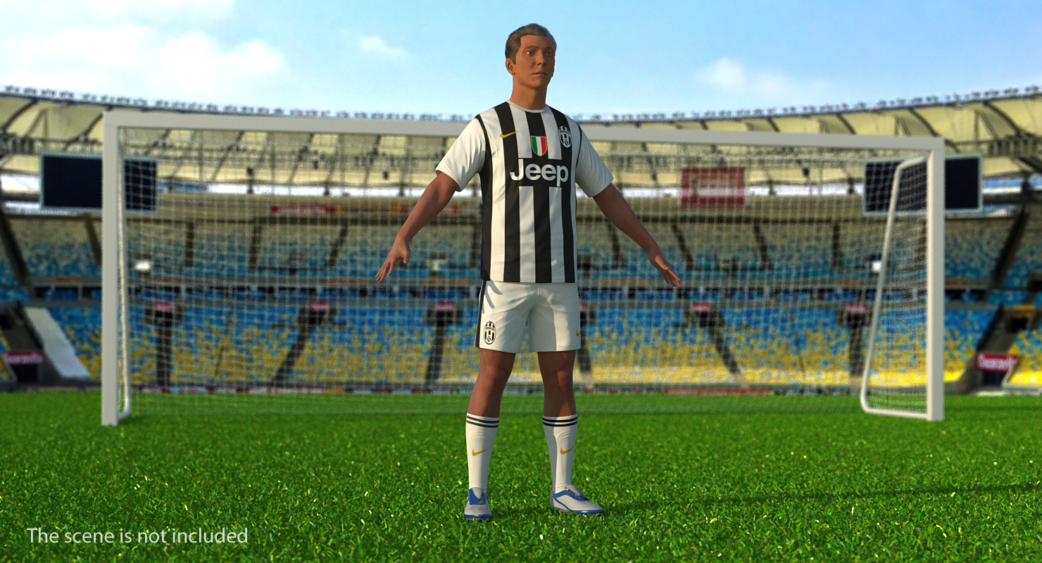 3D Soccer or Football Player Juventus Rigged