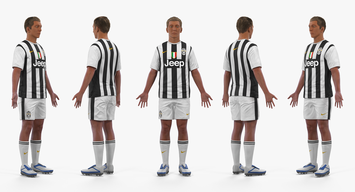 3D Soccer or Football Player Juventus Rigged