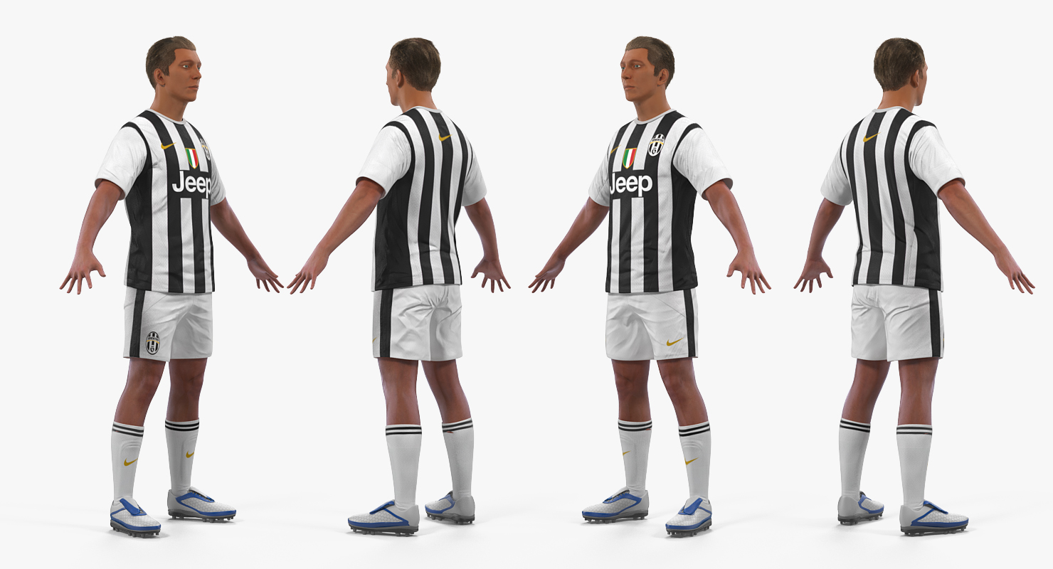 3D Soccer or Football Player Juventus Rigged