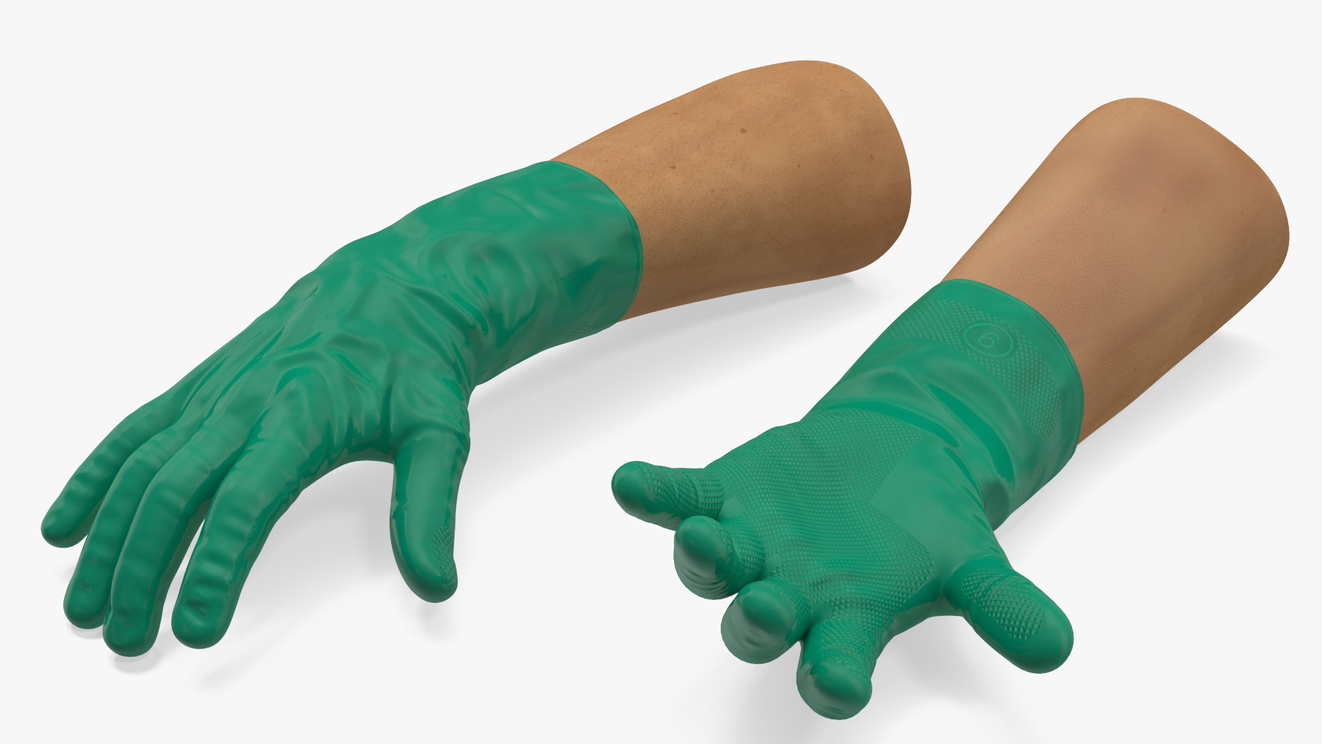 Hands in Rubber Safety Gloves 3D model