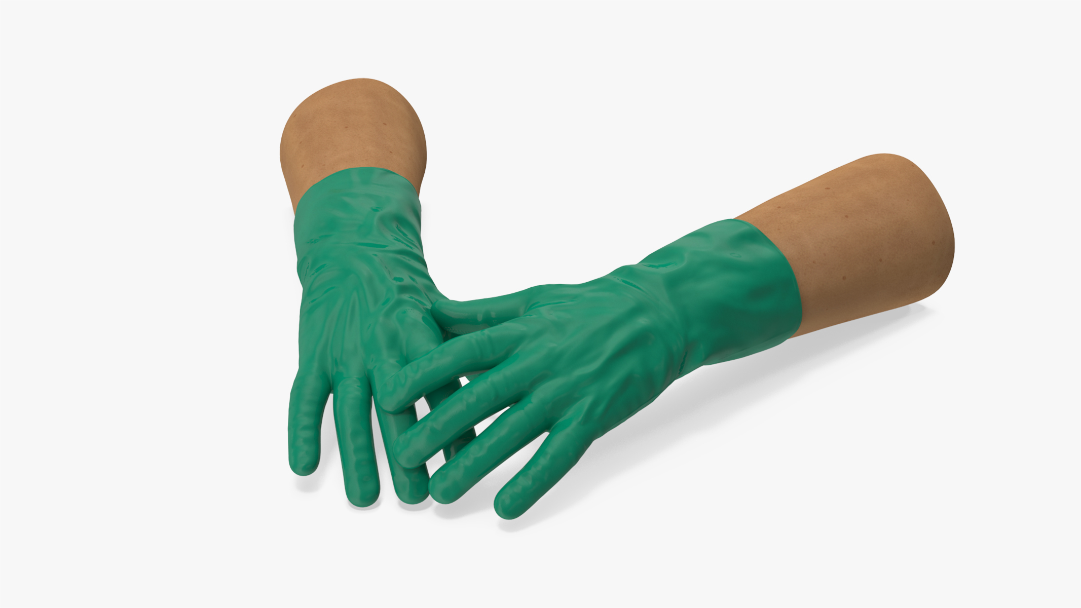 Hands in Rubber Safety Gloves 3D model