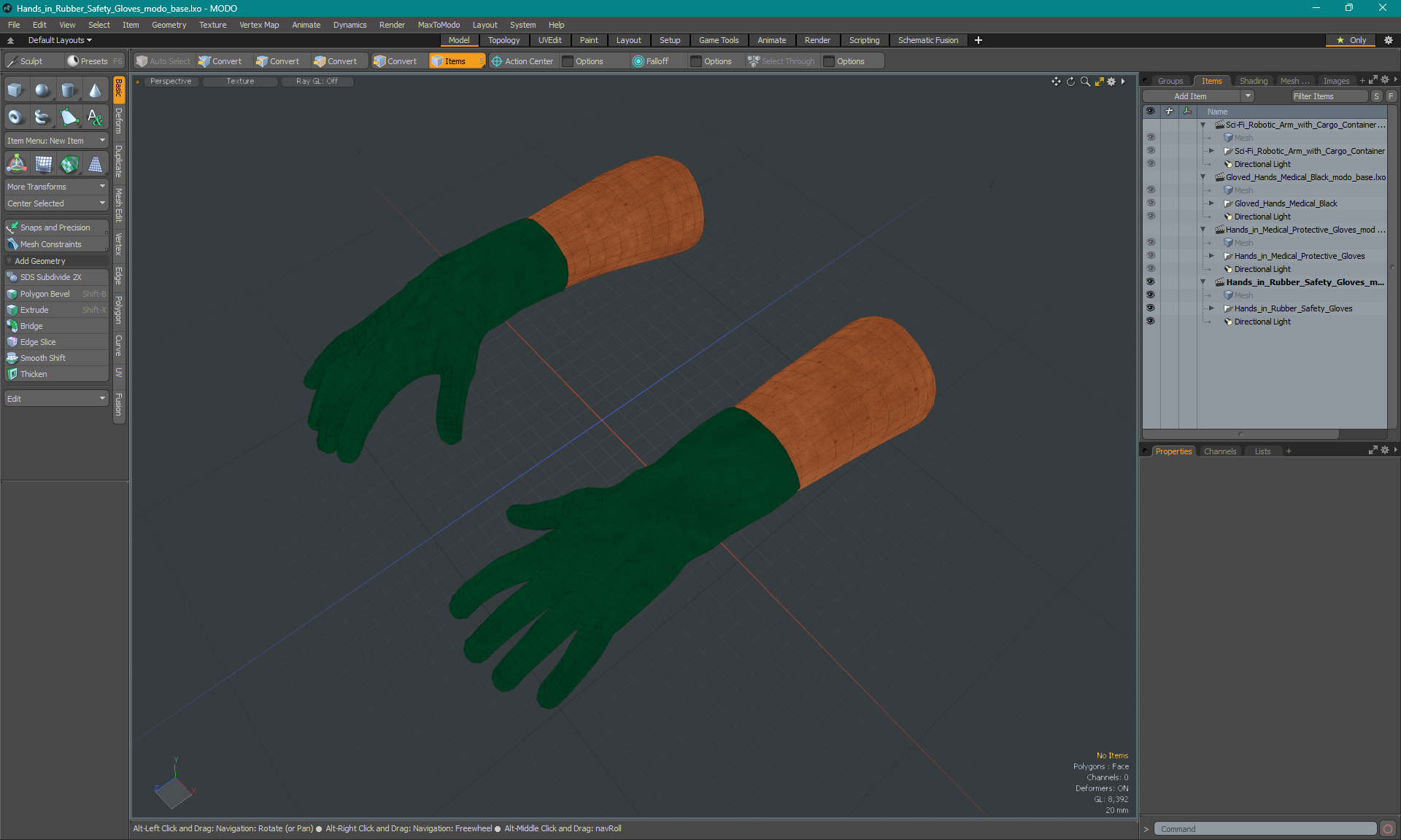 Hands in Rubber Safety Gloves 3D model