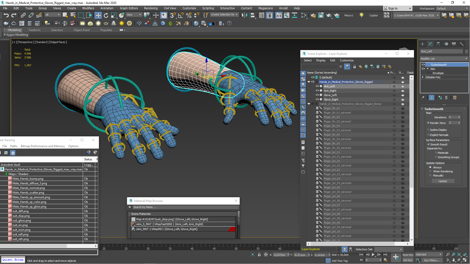 Hands in Rubber Safety Gloves 3D model