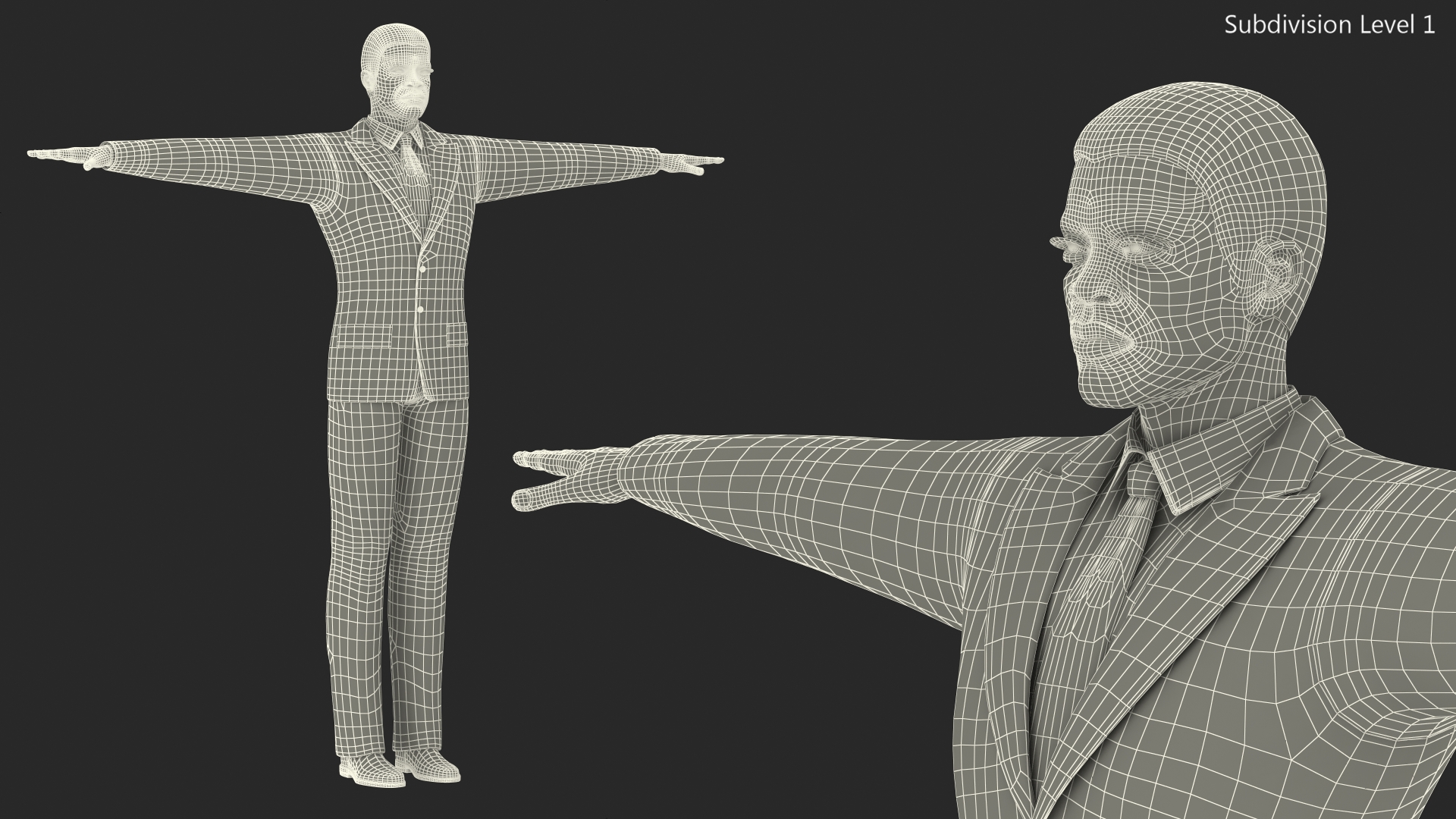 3D Light Skin Afro American Businessman T Pose model