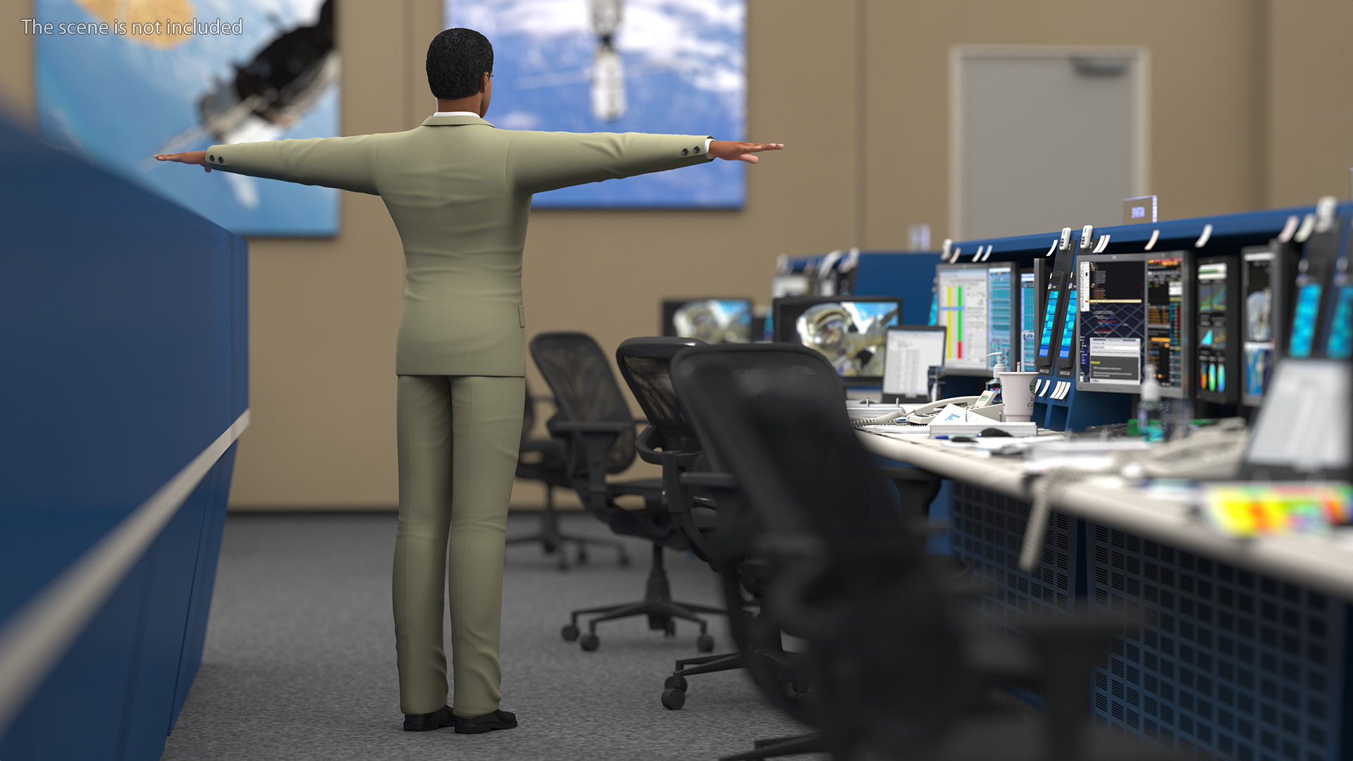 3D Light Skin Afro American Businessman T Pose model