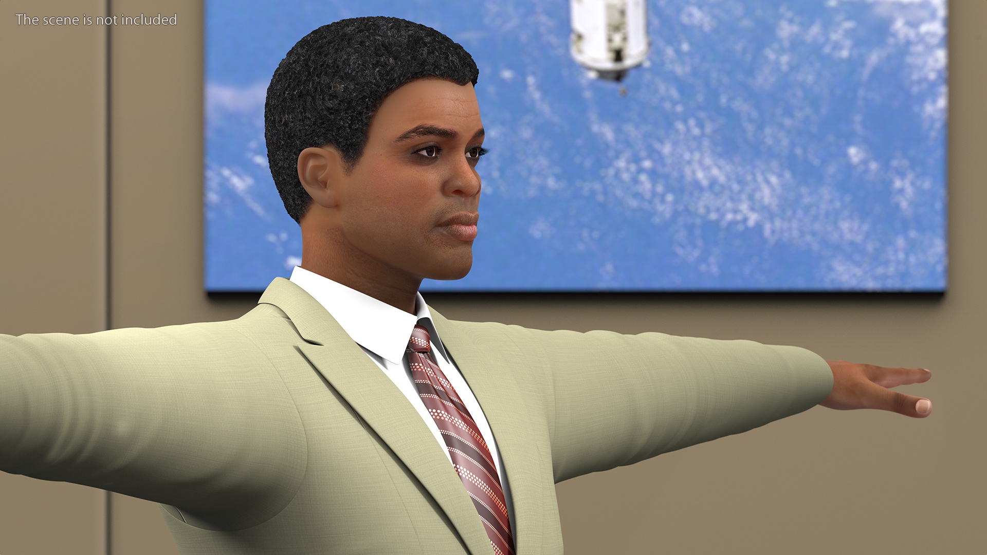 3D Light Skin Afro American Businessman T Pose model