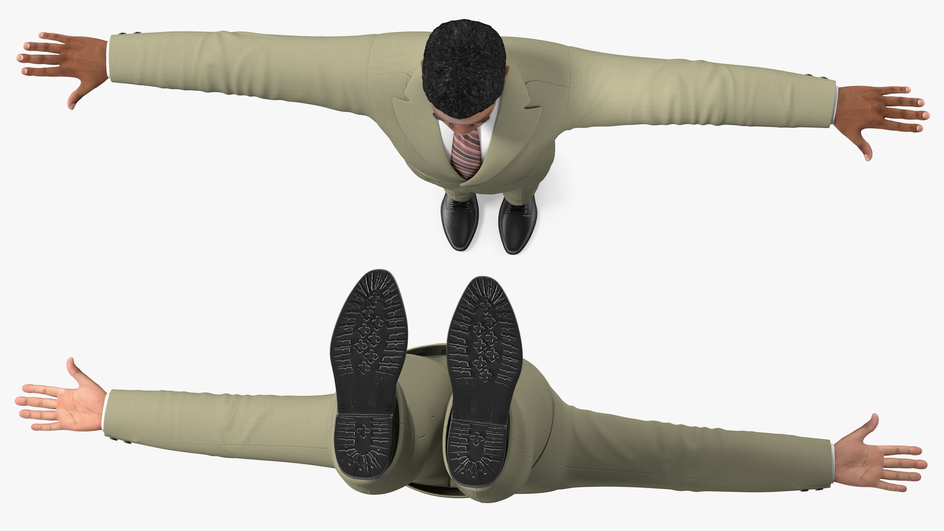 3D Light Skin Afro American Businessman T Pose model