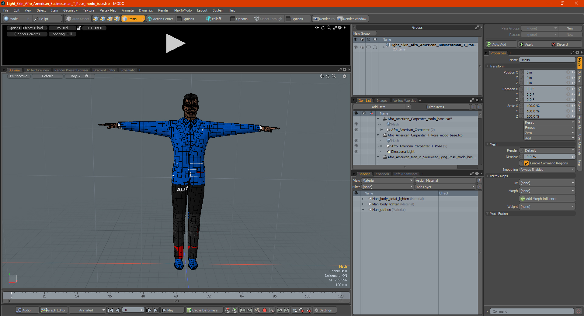 3D Light Skin Afro American Businessman T Pose model