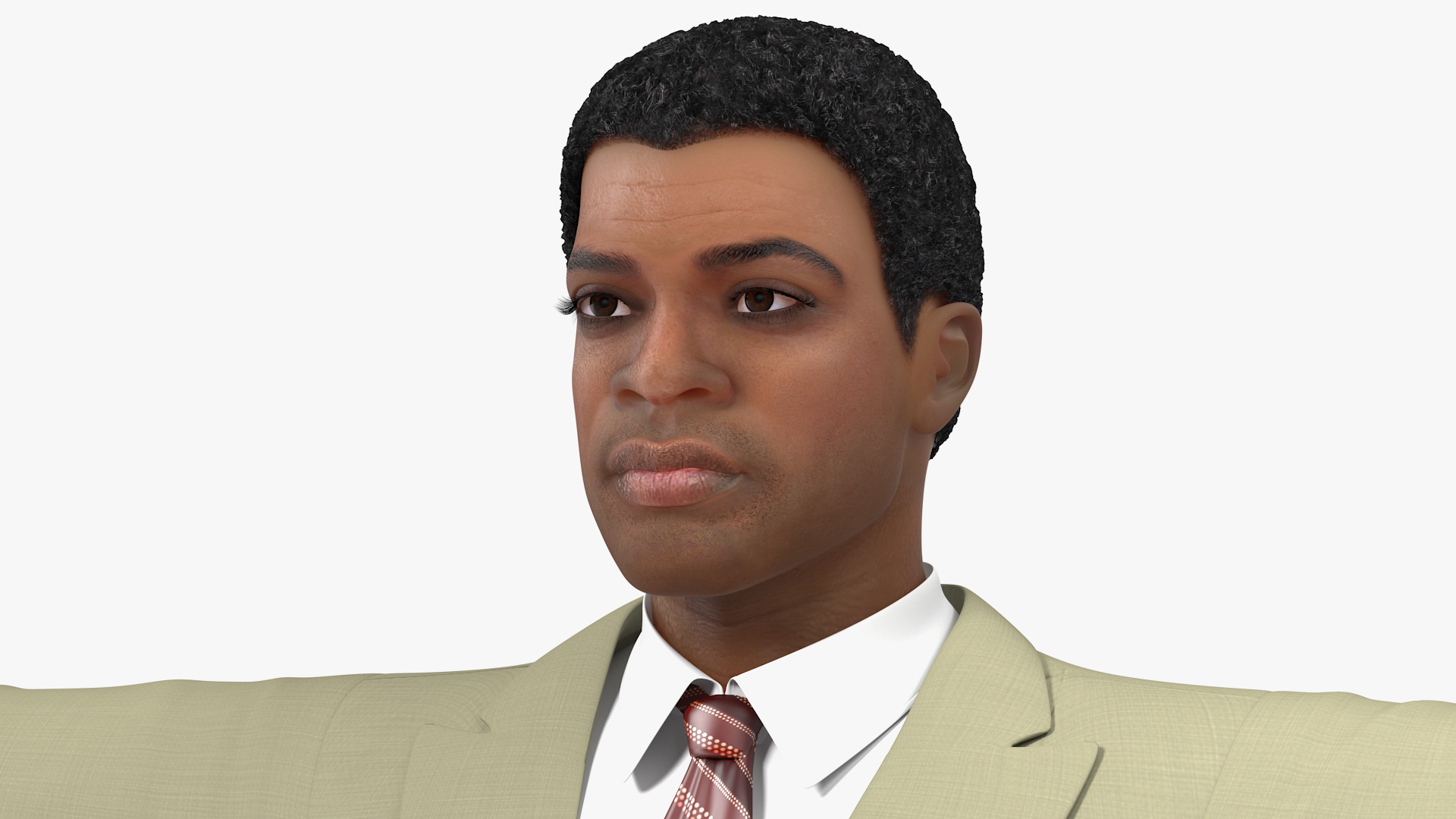 3D Light Skin Afro American Businessman T Pose model