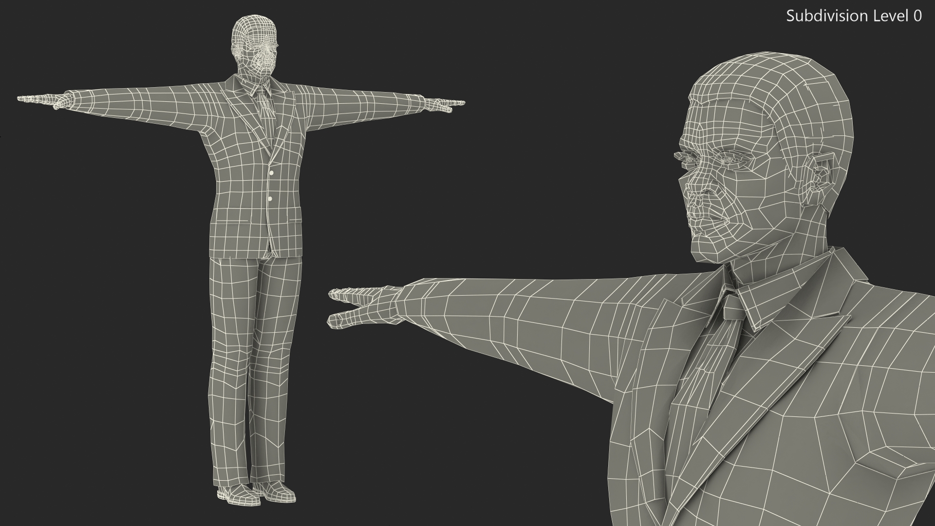 3D Light Skin Afro American Businessman T Pose model