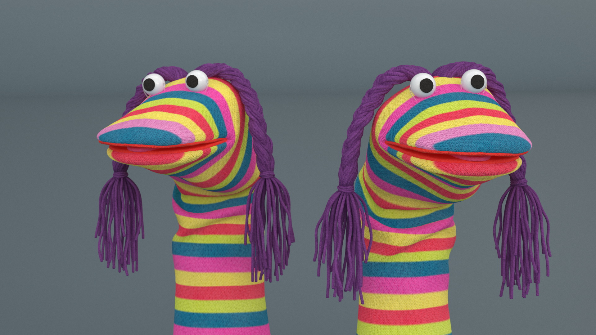 3D Striped Sock Puppet with Googly Eyes Girl