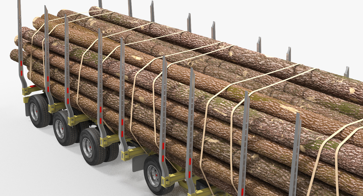 3D model Logging Trailer with Logs