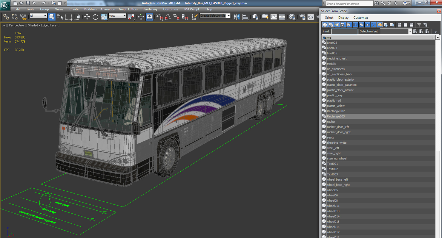 Intercity Bus MCI D4500ct Rigged 3D