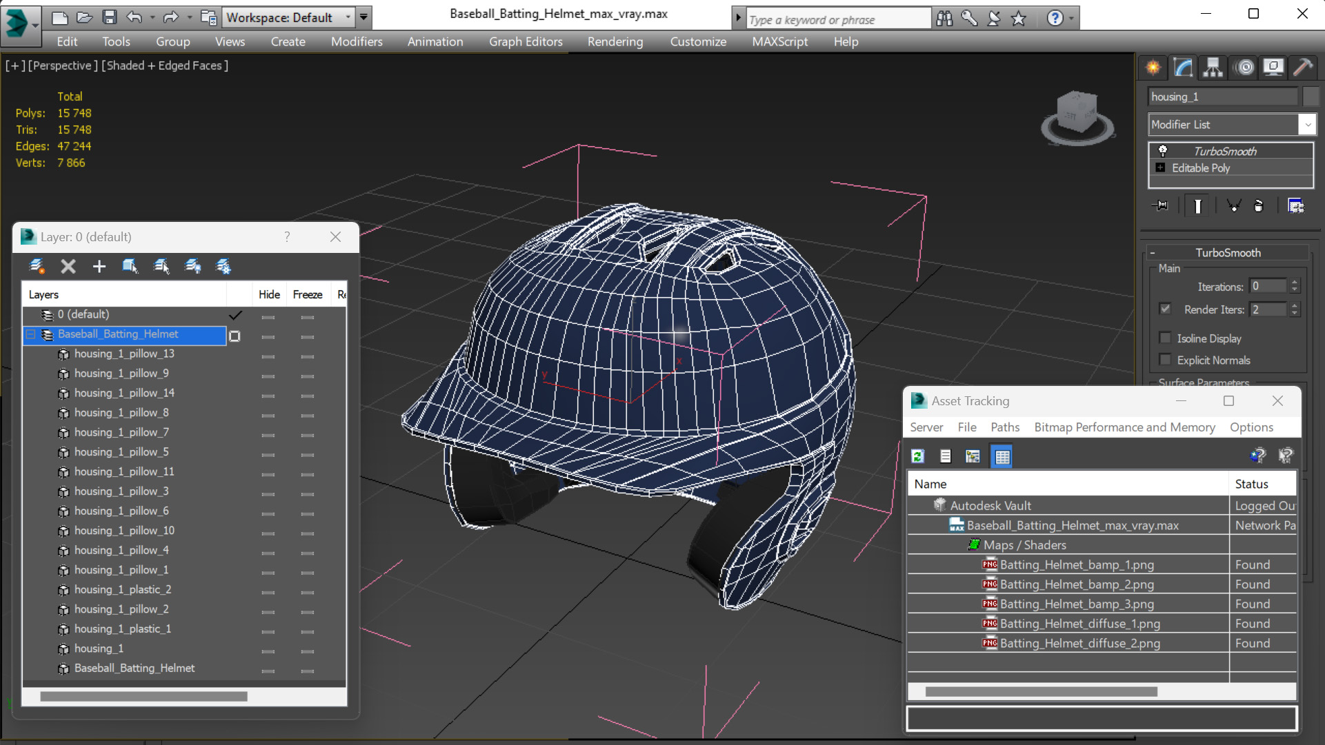 3D Baseball Batting Helmet model