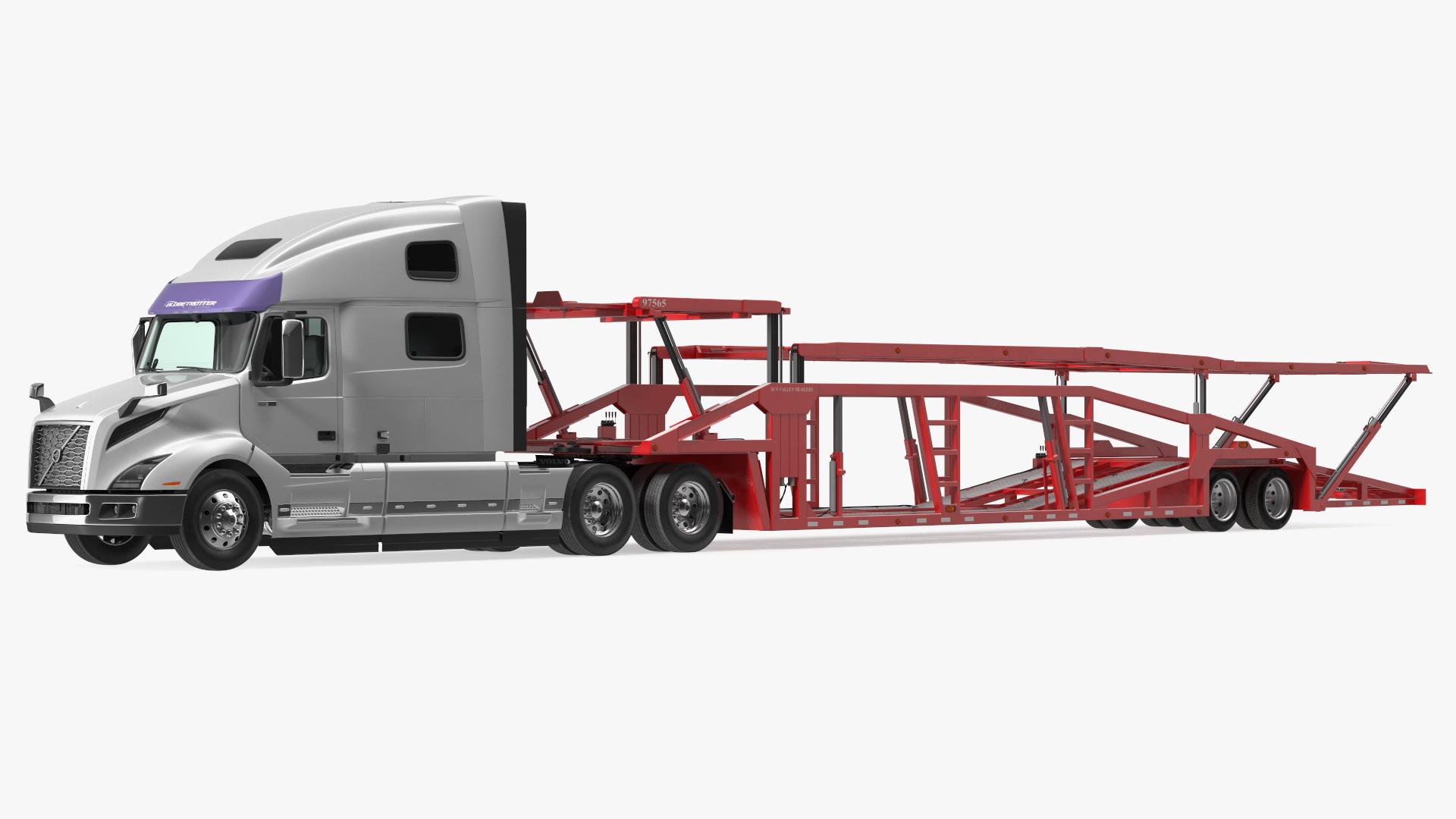 Volvo VNL 860 Truck with Sun Valley Car Carrier Rigged 3D model