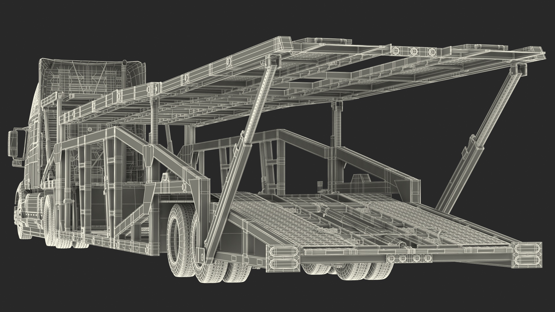 Volvo VNL 860 Truck with Sun Valley Car Carrier Rigged 3D model