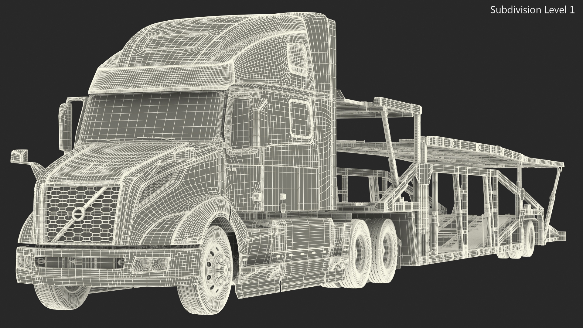 Volvo VNL 860 Truck with Sun Valley Car Carrier Rigged 3D model