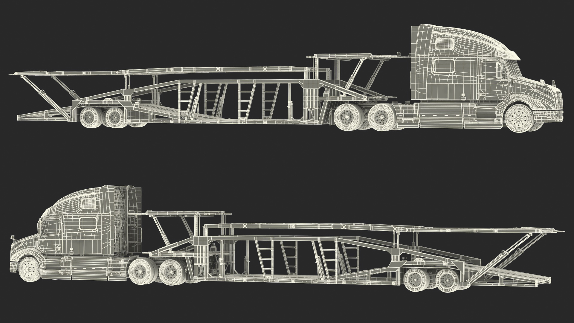 Volvo VNL 860 Truck with Sun Valley Car Carrier Rigged 3D model