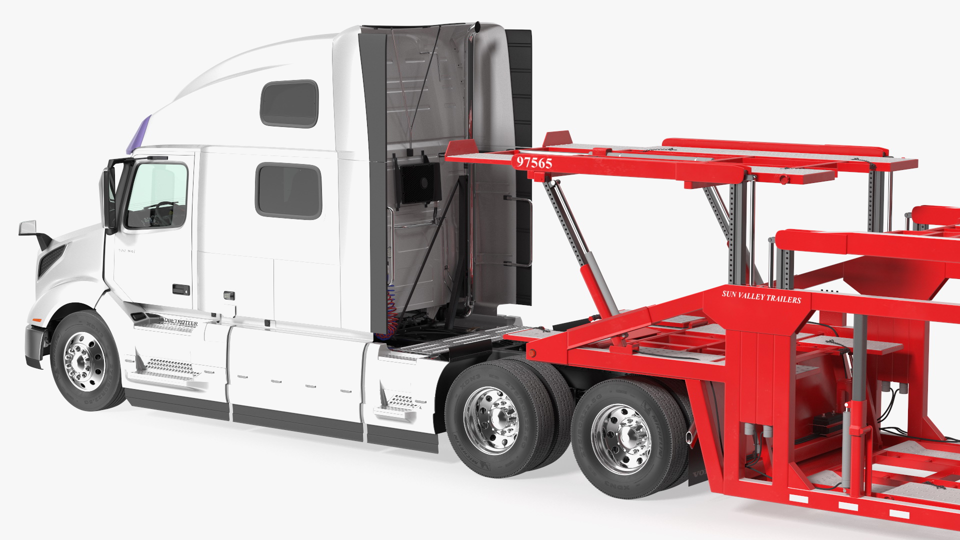 Volvo VNL 860 Truck with Sun Valley Car Carrier Rigged 3D model