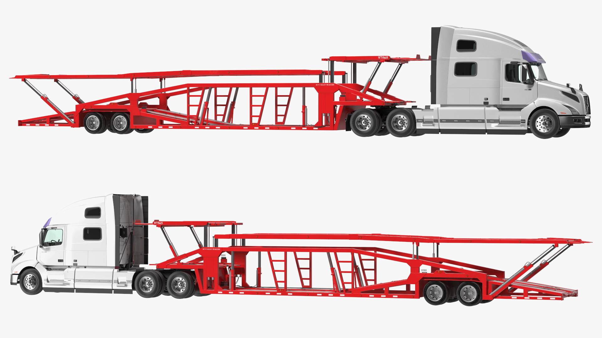 Volvo VNL 860 Truck with Sun Valley Car Carrier Rigged 3D model