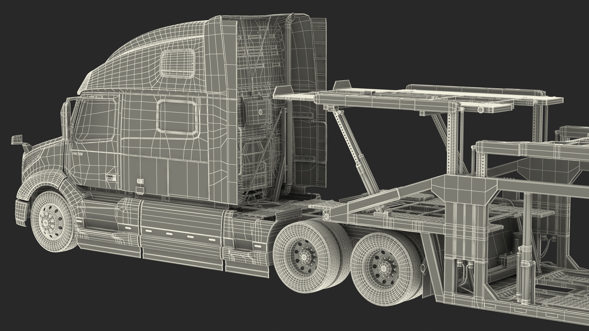 Volvo VNL 860 Truck with Sun Valley Car Carrier Rigged 3D model