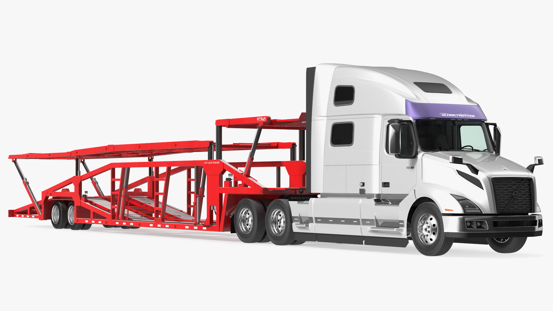 Volvo VNL 860 Truck with Sun Valley Car Carrier Rigged 3D model