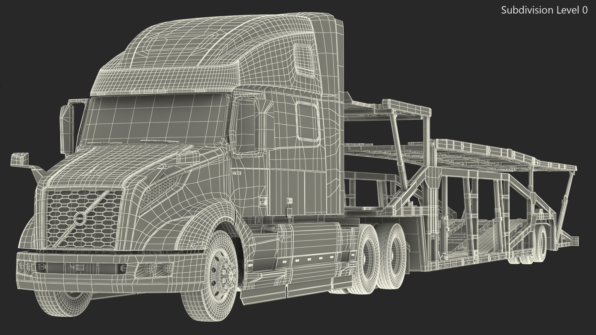 Volvo VNL 860 Truck with Sun Valley Car Carrier Rigged 3D model