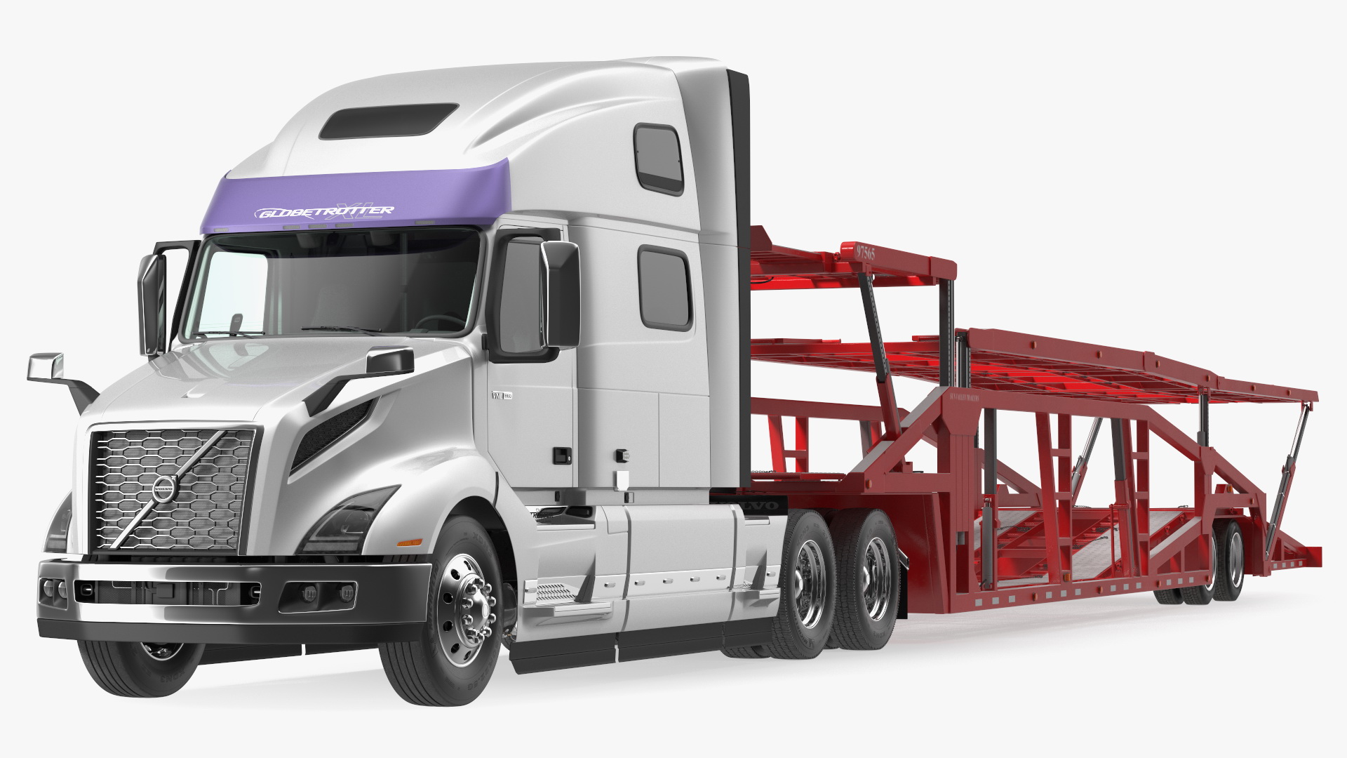 Volvo VNL 860 Truck with Sun Valley Car Carrier Rigged 3D model