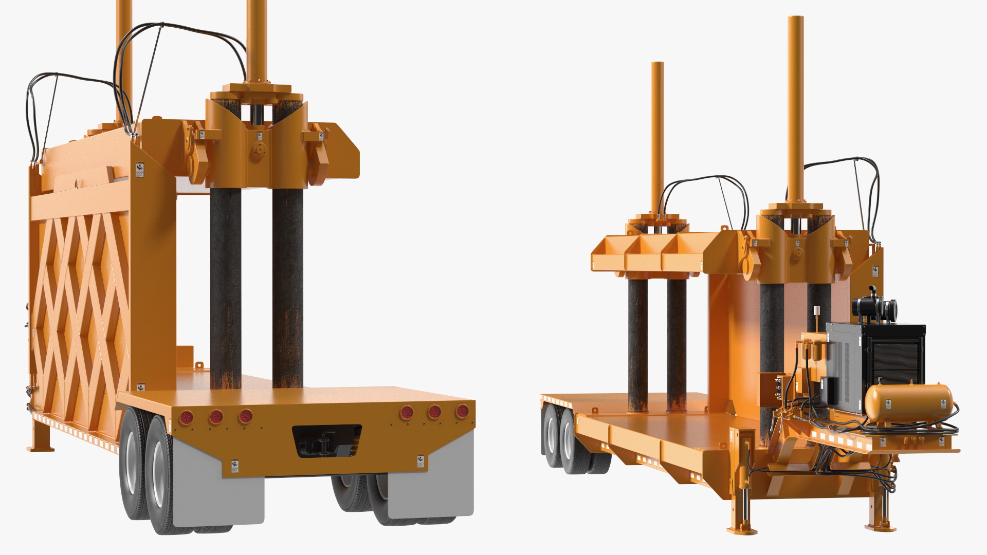 3D Portable Car Crusher Yellow Rigged for Maya model