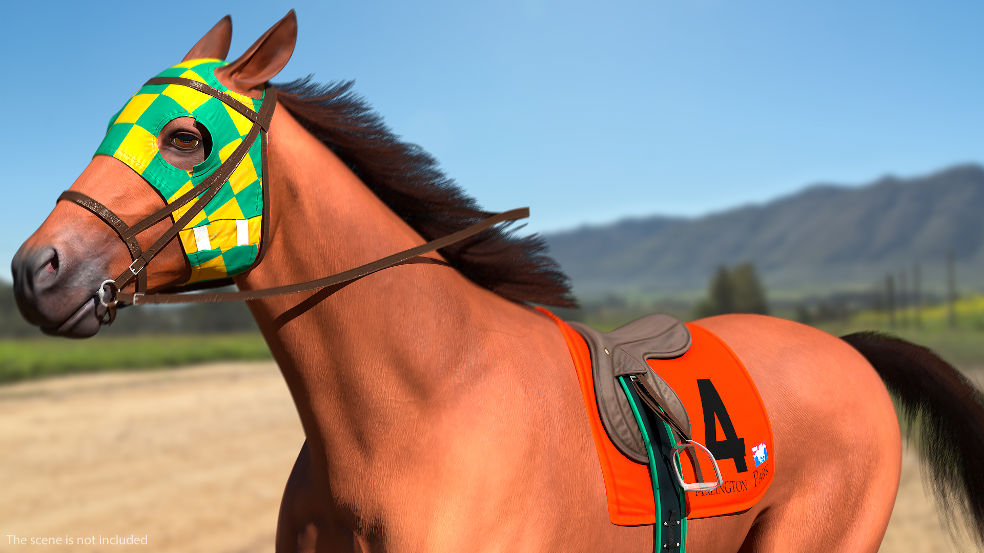 Bay Racehorse Fur Rigged 3D model