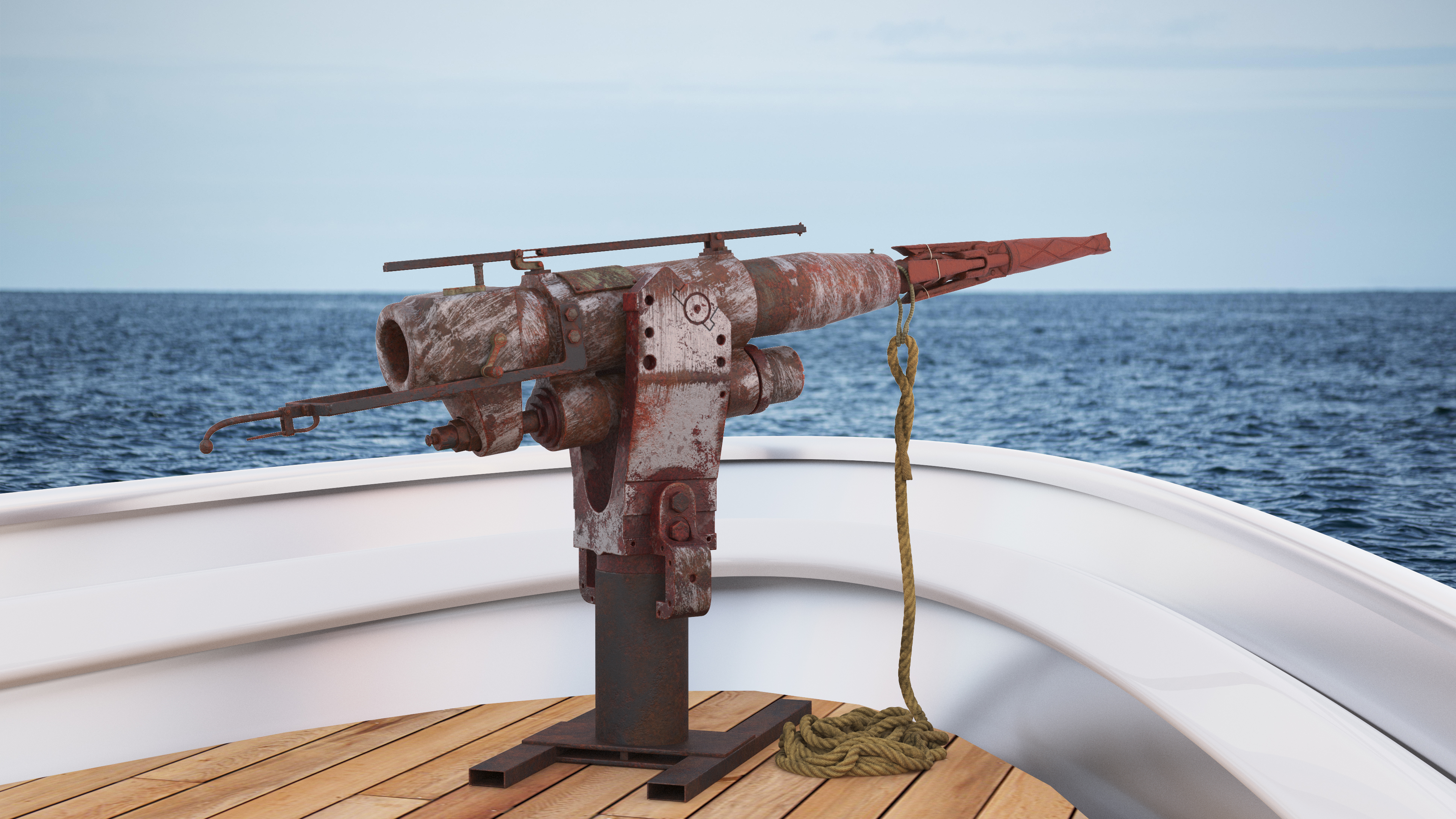 Harpoon Deck Cannon Aged 3D model