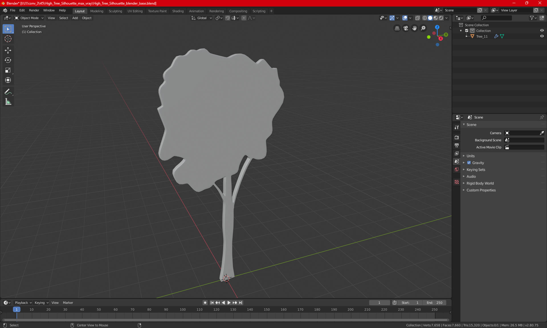 3D model High Tree Silhouette