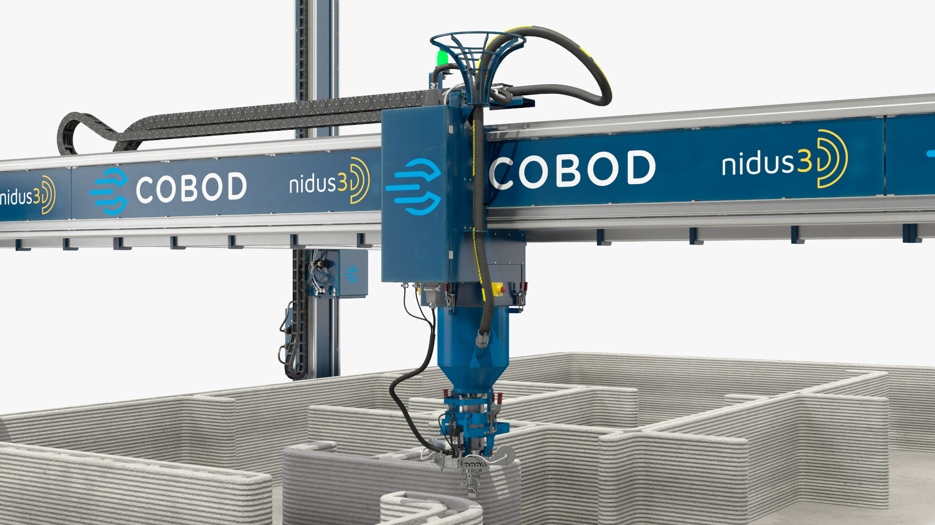 3D Construction 3D Printer at Work on Building Site model