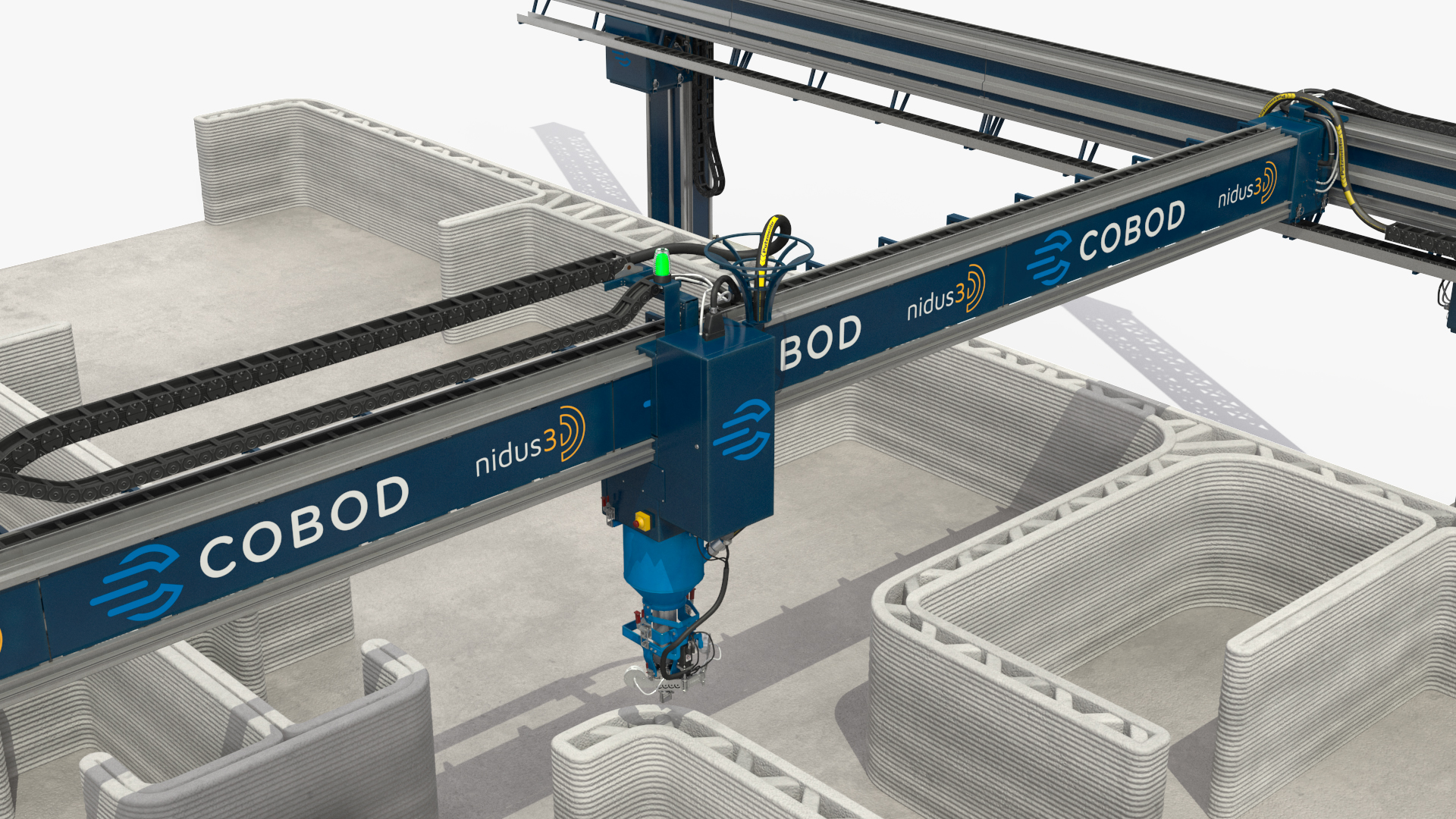 3D Construction 3D Printer at Work on Building Site model