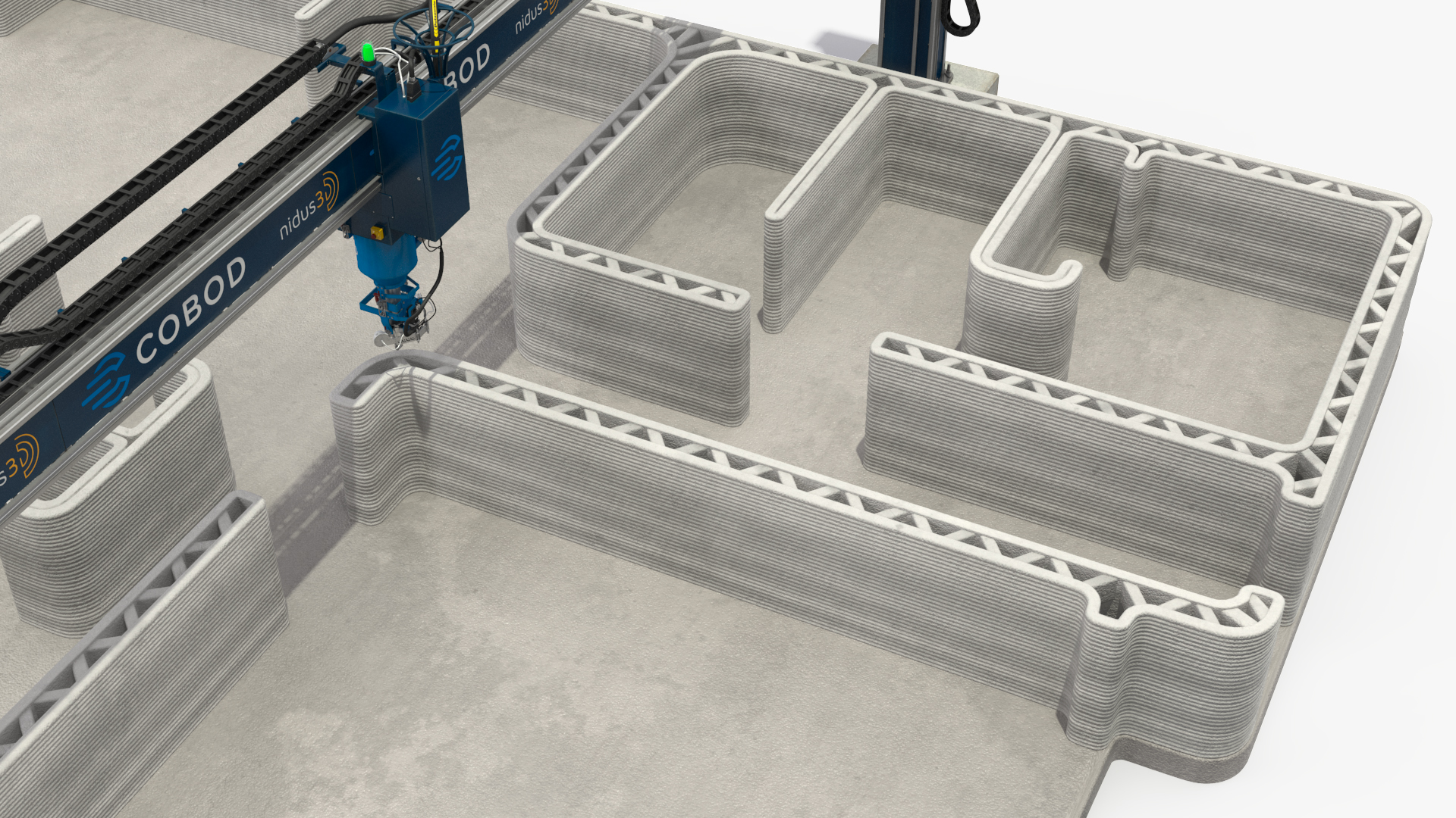 3D Construction 3D Printer at Work on Building Site model