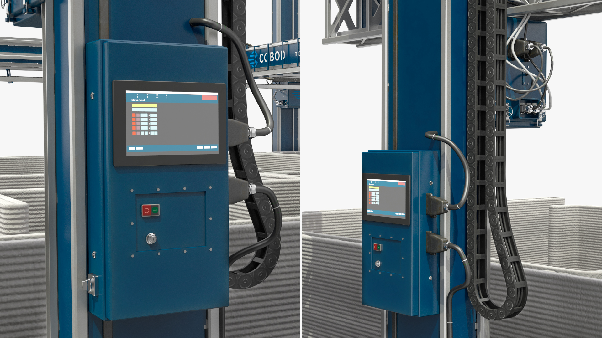 3D Construction 3D Printer at Work on Building Site model