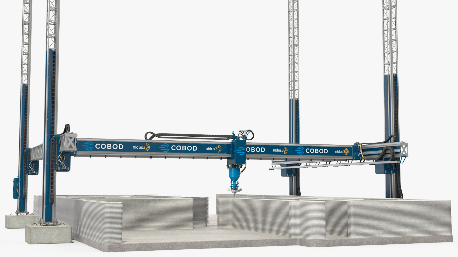 3D Construction 3D Printer at Work on Building Site model