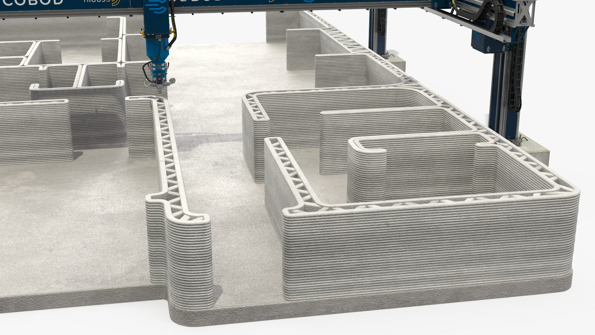 3D Construction 3D Printer at Work on Building Site model