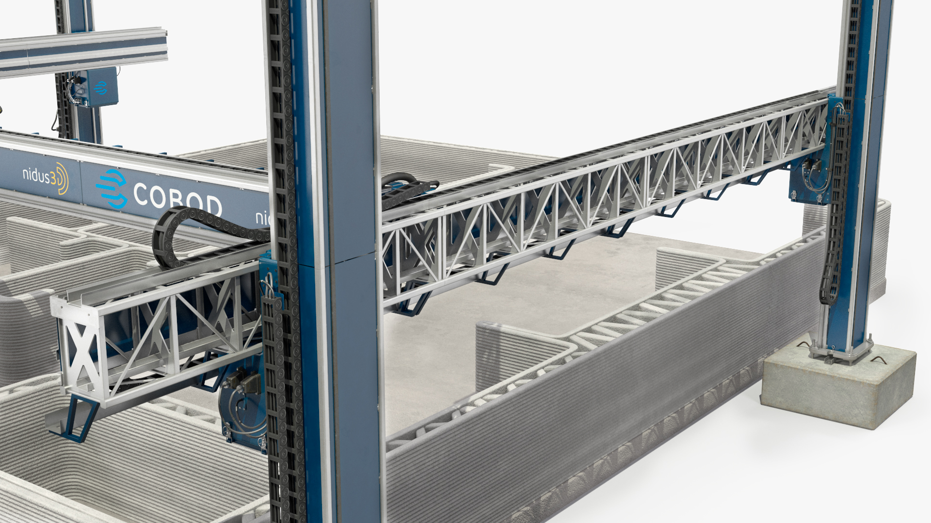 3D Construction 3D Printer at Work on Building Site model